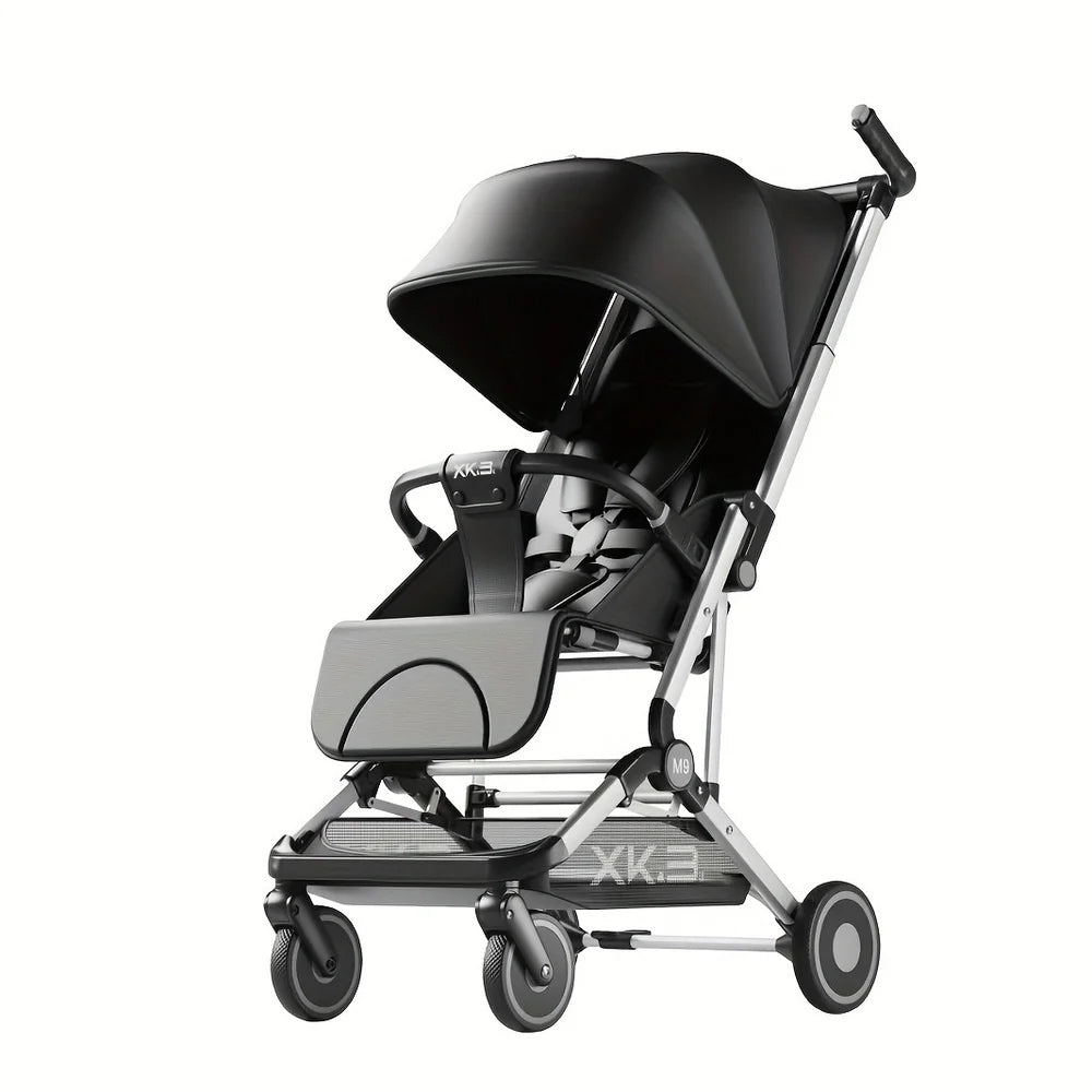 عربة أطفال خفيفة الوزن بنقرة واحدة، قابلة للسحب بسرعة، مع حماية من الأشعة فوق البنفسجية وسلة تخزين