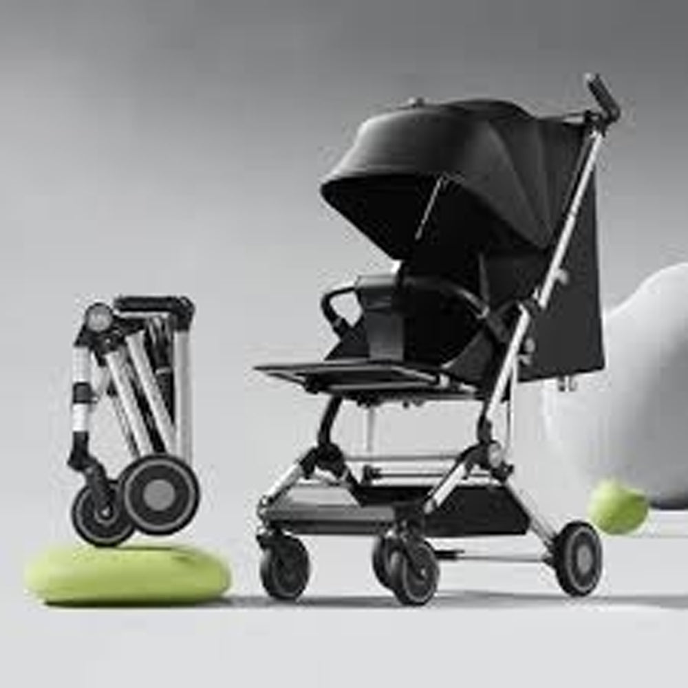 عربة أطفال خفيفة الوزن بنقرة واحدة، قابلة للسحب بسرعة، مع حماية من الأشعة فوق البنفسجية وسلة تخزين