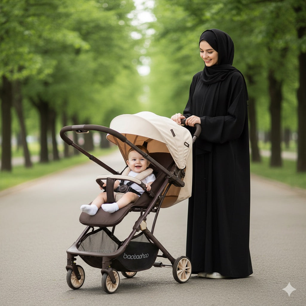 عربة أطفال باوباوهاو Y8 خفيفة الوزن وقابلة للطي مع قضيب سحب للسفر