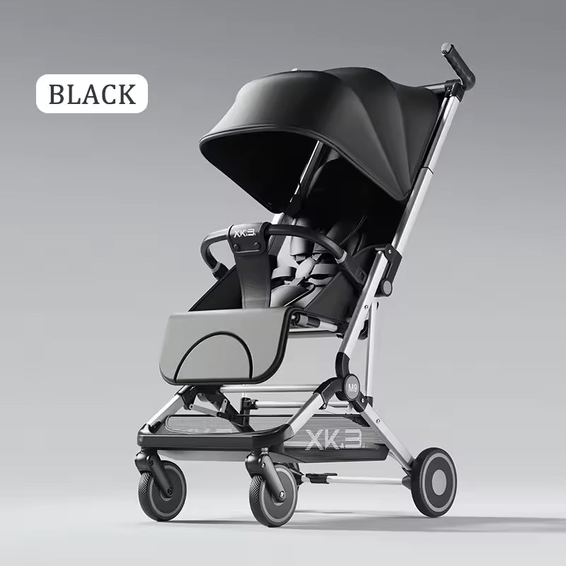 عربة أطفال خفيفة الوزن بنقرة واحدة، قابلة للسحب بسرعة، مع حماية من الأشعة فوق البنفسجية وسلة تخزين