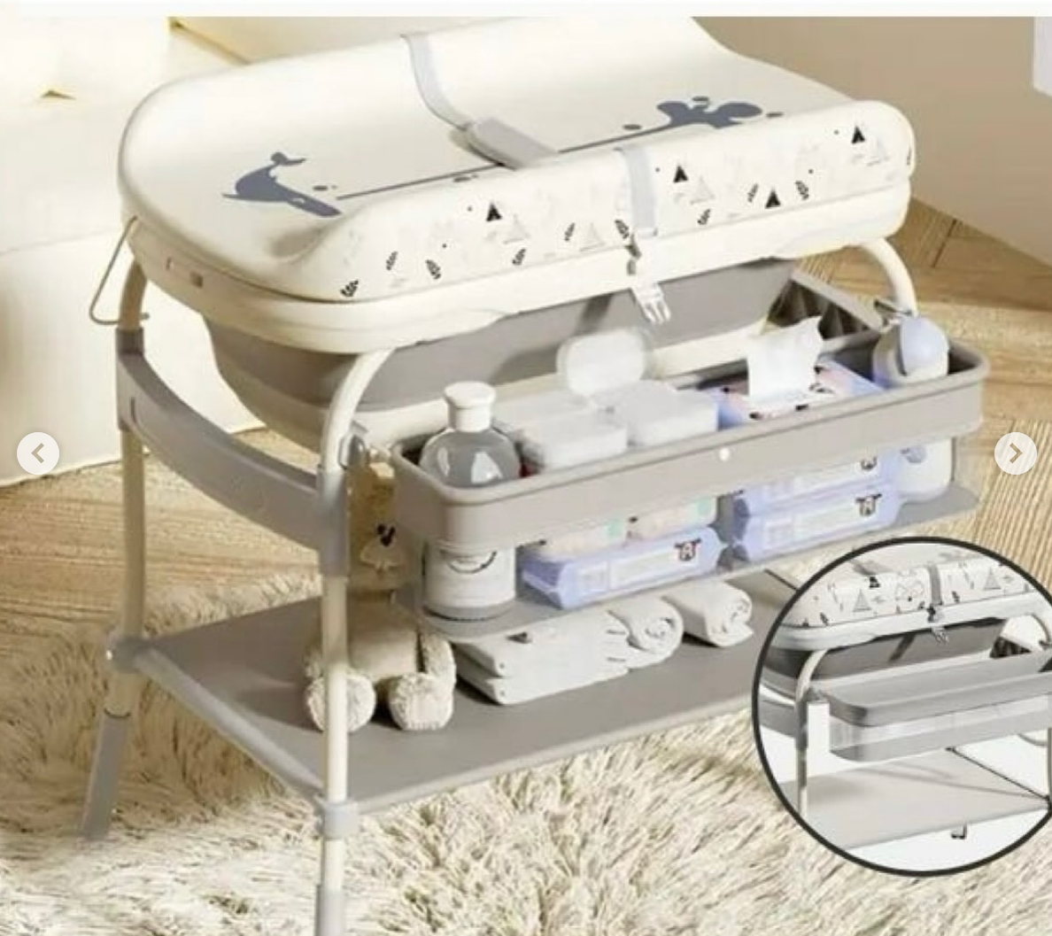 طاولة تغيير حفاضات متعددة الوظائف مع حوض استحمام من بيبي هود