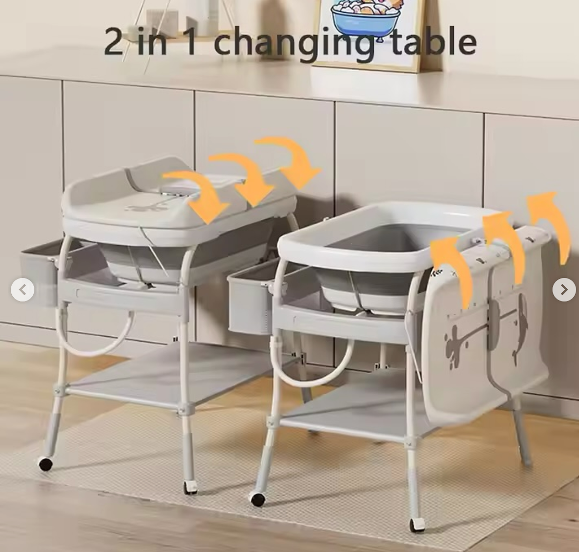 طاولة تغيير حفاضات متعددة الوظائف مع حوض استحمام من بيبي هود